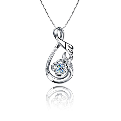 諾曼諾蘭鉆石項墜 18K金白色10分群鑲鉆石吊墜 心弦 贈項鏈時尚珠寶首飾潮流飾品南非鉆女款附鑒定圖片