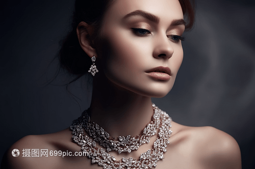 女性戴珠寶特寫圖